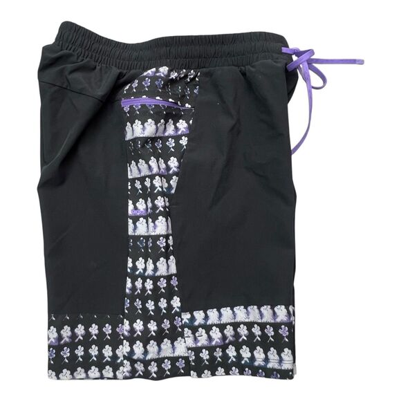 Lululemon Men's Pool Shorts SMALL 7" Unlined Zip pocket Drawstring Purple Flower - Picture 4 of 7